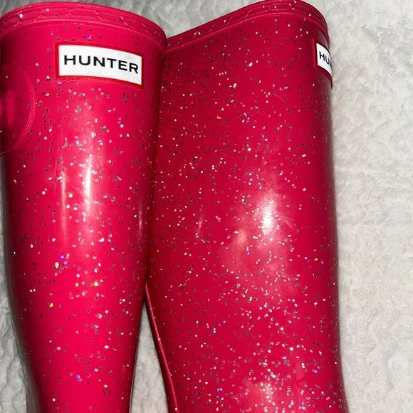Hunter Kids Original Knee High Giant Glitter Wellington Boots New Without Box - Picture 7 of 11